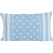 Homescapes Blauwe Ster Kussenhoes met Gestreepte Rand 30 x 50 cm