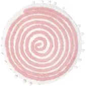 Homescapes Ronde Badmat Spiraal, 60 cm - Badmat Roze met Pompons, Getuft