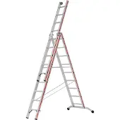 Hymer multifunctionele ladder met wandgeleiders, 3x9 treden/stappen