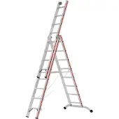 Hymer multifunctionele ladder met wandgeleiders, 3x8 treden/stappen