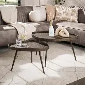 Hoyz Collection salontafel contour driehoekig set van 2 brons liquid metal