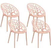 CLP Hope 4er Set stapelbare Tuinstoelen - Weerbestendig & UV-bestendig - Kunststof Stoelen met Armleuningen - Modern Design - roze
