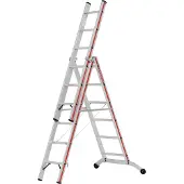 Hymer multifunctionele ladder met wandgeleiders, 3x6 treden/stappen