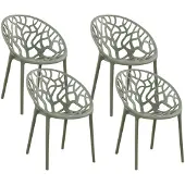 CLP Hope 4er Set stapelbare Tuinstoelen - Weerbestendig & UV-bestendig - Kunststof Stoelen met Armleuningen - Modern Design - olijf
