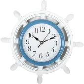 Gerimport Wandklok stuurwiel/roer wit/blauw 33 cm - Wandklokken