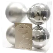 Décoris Kerstballen set | | Ø 10 cm | 4 stuks (Zilver)