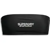 Superdry Dames Bandeau bikinitop met logo zwart (M), Strandkleding, Gerecycled polyester, Duurzaam W3010388A