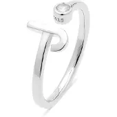 Luxenter 925 Sterling zilveren ring met gerhodineerde briljant zirkonia - Alfabet