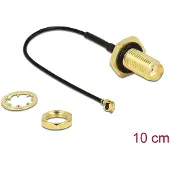 DeLOCK MHF I (v) - SMA (v) kabel met afdichtring - Micro Coax (1,13 mm) - 50 Ohm / zwart - 0,10 meter