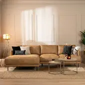 Livin24 Industriële hoekbank Denver beige eco-leer links