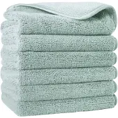 Famanu - Premium microvezel washanddoek – niet-pluizend – 6 stuks – groen – 33 x 33 cm