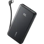 Anker Zolo Powerbank 10.000 mAh 22.5W Built-in USB-C Cable Black