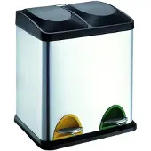 Delinia Afvalscheidingsbak - Metaal- Chroom - 2x15l