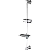 Famanu - Douchestangset, Universele Douchestang met Zeepbakje, 600 mm, Roestvrij Staal, Chroom, Zilver