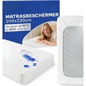 Famanu - Matrasbeschermer 200x220 cm, waterdicht, ademend en allergie-proof – Wit