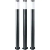 Globo 3x buitenstaande lampen van roestvrij staal, zuilen, terrasverlichting, parkverlichting