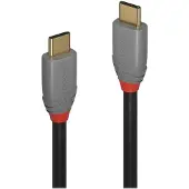Lindy 36901 USB-kabel USB 3.2 Gen2x2 USB-C stekker, USB-C stekker 1.00 m Zwart, Grijs PVC-mantel, Rond, Vergulde steekcontacten