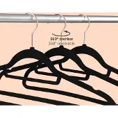 Famanu – Set van 30 fluwelen kledinghangers met antisliplaag – Zwart