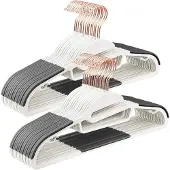 Famanu – Kunststof antislip kleerhangers met roségouden haak, ultradun en ruimtebesparend