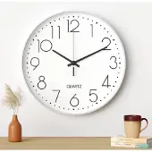 Famanu - Wandklok, 30 cm, moderne stille wandklok (wit karakterzwart)