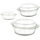 Usorteret Set van 3 borosilicaatpannen 700 1000 1500 ml