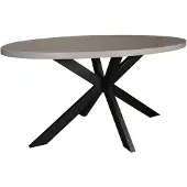 Lizzely Garden & Living Eettafel ovaal melamine 160cm Tommy grijs ovale tafel