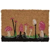 Homescapes Antislip Kokosnoot Deurmat met Paddenstoelmotief, 40 x 60 cm