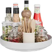 Famanu - Metalen dienblad 32 cm draaibaar wit keuken organizer