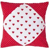 Homescapes Rood Hart Patchwork Kussenhoes 45 x 45 cm
