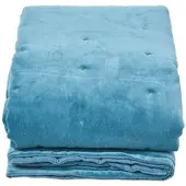 Homescapes Gewatteerde fluwelen deken blauw – sprei van katoenfluweel , 125 x 150 cm
