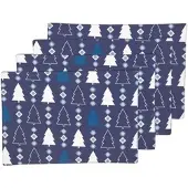 Homescapes Kerstplacemat Winterland, blauw, set van 4