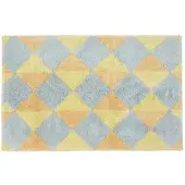 Homescapes antislip badmat met harlekijnpatroon 100% katoen mosterdgeel en grijs