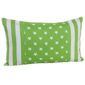 Homescapes Groene Ster Kussenhoes met Gestreepte Rand 30 x 50 cm