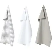 Homescapes theedoekenset 3 stuks smal gestreept grijs