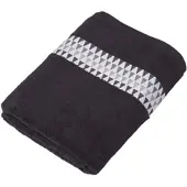 Homescapes Zwarte badhanddoek met rand en driehoekspatroon, 70 x 130 cm