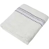 Homescapes Beige badhanddoek met rand en driehoekspatroon, 100 x 150 cm
