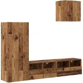 vidaXL TV Wandmeubels 4 st Oud Hout Bewerkt hout
