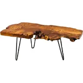 Invicta Massieve salontafel WILD 100cm teak massief houten boomschijf haarspeldpoten - 38797