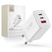 Tech-Protect NCA65W-GAN netwerklader met 3 aansluitingen, PD 65W / QC3.0, wit