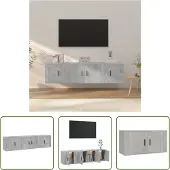The Living Store Tv-meubelset Betongrijs - 80x34.5x40cm - 2x40x34.5x40cm