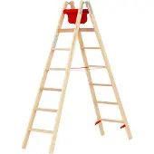 Hymer houten opklapladder met textielzak, 2x7 treden
