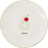 Zusss Gebaksbordje Taartje Hoera Keramiek Wit / Roze / Rood