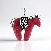 Cavill - Zilveren Hanger - 925 Sterling Zilver Geoxideerd - Rode Rhodoniet 34,65 ct Fancy Cabochon - Paardenhanger - Desert Chic Statement Sieraad