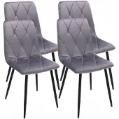 Jumi 4 x Gestoffeerde Stoel, gewatteerd fluweel, modern