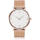 LGT JWLS Roségoud dameshorloge met witte wijzerplaat en mesh band