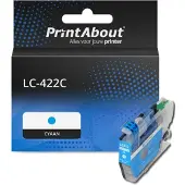 PrintAbout Inktcartridge LC-422C Cyaan geschikt voor Brother