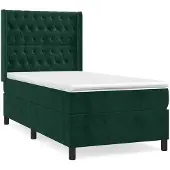 vidaXL Boxspring met matras fluweel donkergroen 100x200 cm