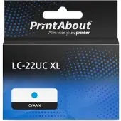 PrintAbout Inktcartridge LC-22UC XL Cyaan Hoge capaciteit geschikt voor Brother