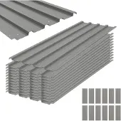 Outsunny - Gegalvaniseerde stalen panelen - 129x45cm - Lichtgrijs