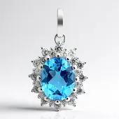 Cavill - Zilveren Hanger - 925 Sterling Siver Gerhodineerd - Topaas 2,7 crt - Cambodjaanse Zirkonen 3,62 crt - Elegant Ovaal Sieraad